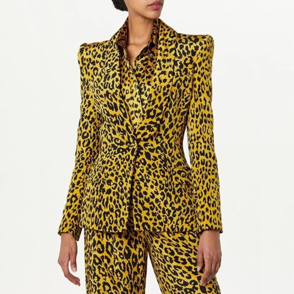 SERGIO HUDSON 100% Silk Cheetah Print Blazer - Picture 2 of 15